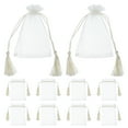 thumbnail image 1 of Bolsas de Organza transparentes con cordón y borlas, bolsas de Organza vacías para joyería y manualidades, exquisitos recuerdos de fiesta, 10 Uds., 1 of 6