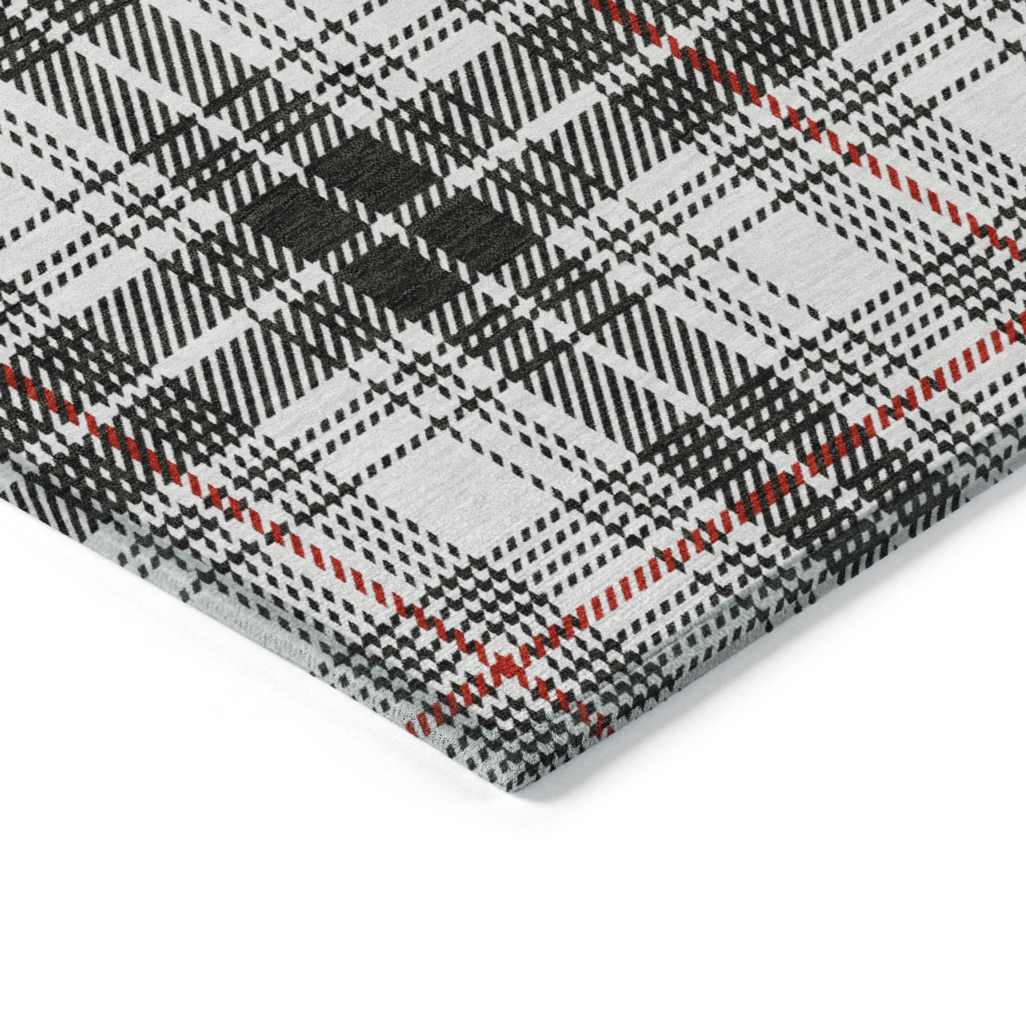 Addison Rugs Chantille Indoor/Outdoor Transitional Plaid Black Washable Rectangle Rug, 1'8" x 2'6"