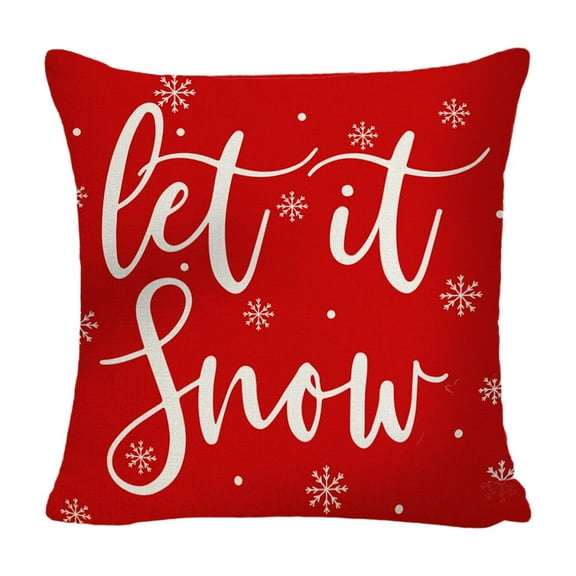 chaungfeng Christmas Throw Pillow Cover, Red Microfiber Decorative Throw Pillow Cover, Soft and Comfortable, for Sofa Bed Couch Home Decor Square 18 X 18 Inches (Let It Snow)
