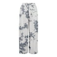 thumbnail image 3 of Women's Tie-Dye Palazzo Pants - High Waist Wide Leg Bohemian Summer Casual Trousers with Elastic Waist & Pockets ,Light Gray,XL, 3 of 4