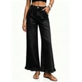 thumbnail image 5 of Womens Ruffle Wide Leg Jeans Cropped High Waisted Baggy Trendy Denim Pants with Pockets Stretch Jean, 5 of 9