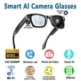 thumbnail image 2 of 8MP Smart Camera Glasses 4K/1080P Recording Metal Semi-Rimless Photochromic Lens AI Translation Voice Assistant, 2 of 11