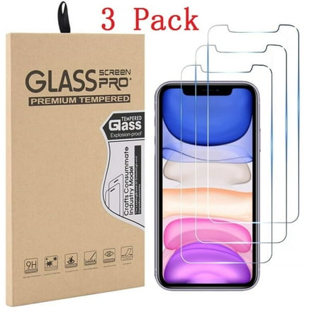 Tempered Glass Screen Protector Film Cover For Apple iPhone 11 / iPhone XR, Anti-Scratch, Anti-Fingerprint, Bubble Free, Clear [3-PACK]