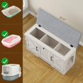 thumbnail image 5 of VEANERWOOD Farmhouse Cat Box Litter Enclosure with Cushion, Flip Top Hidden Cat Litter Box Furniture, White, 5 of 7
