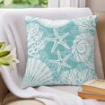 thumbnail image 3 of Pillow Covers 24x24 Set of 2, Teal Green Starfish Coastal Throw Pillow Covers Decorative Couch Cushion Cover, Summer Coral Shell Beach Nautical Microfiber Soft Pillowcases for Bedroom Living Room, 3 of 9