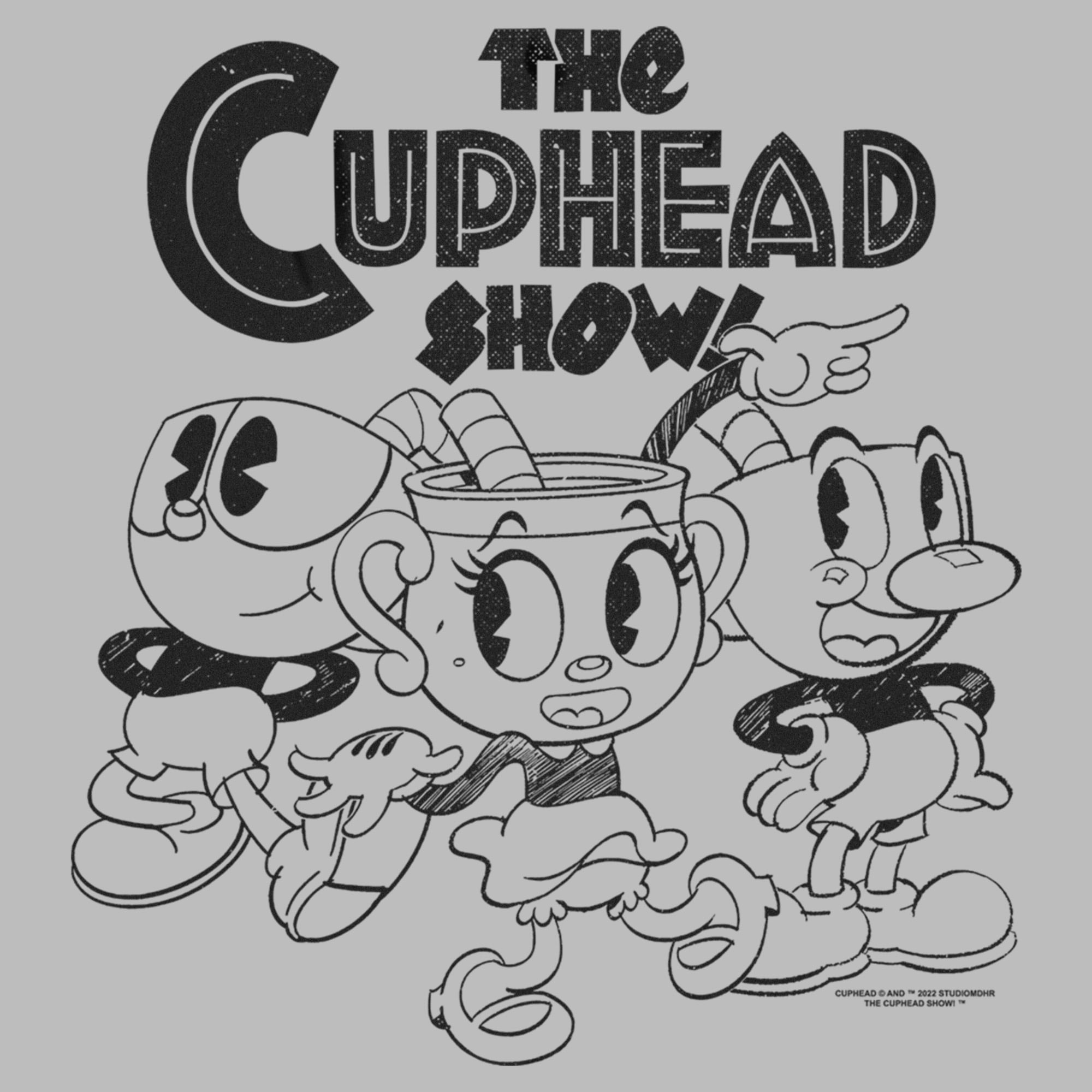 The Cuphead Show! Ms. Chalice Panels Youth T-Shirt - GREY