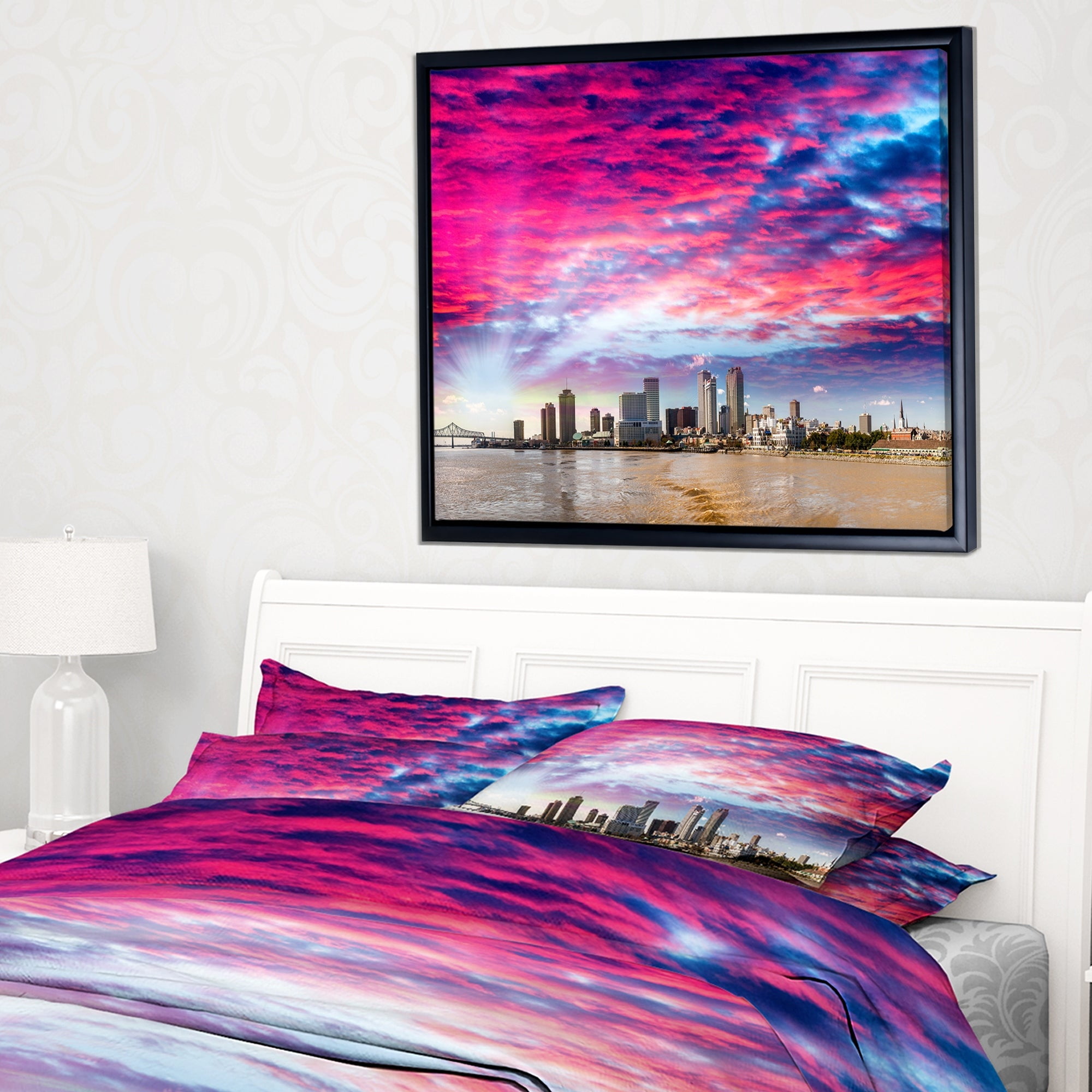 Design Art New Orleans Building And Skyscrapers Framed Canvas Art Print