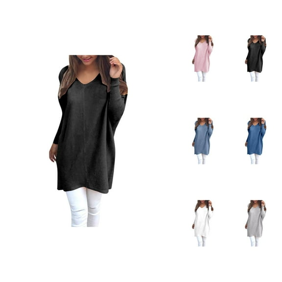 Sweaters for Women 2025 Oversized Long Sleeve V-Neck Loose Casual Long Sweater Jumper Top Womens Pullover Sweaters