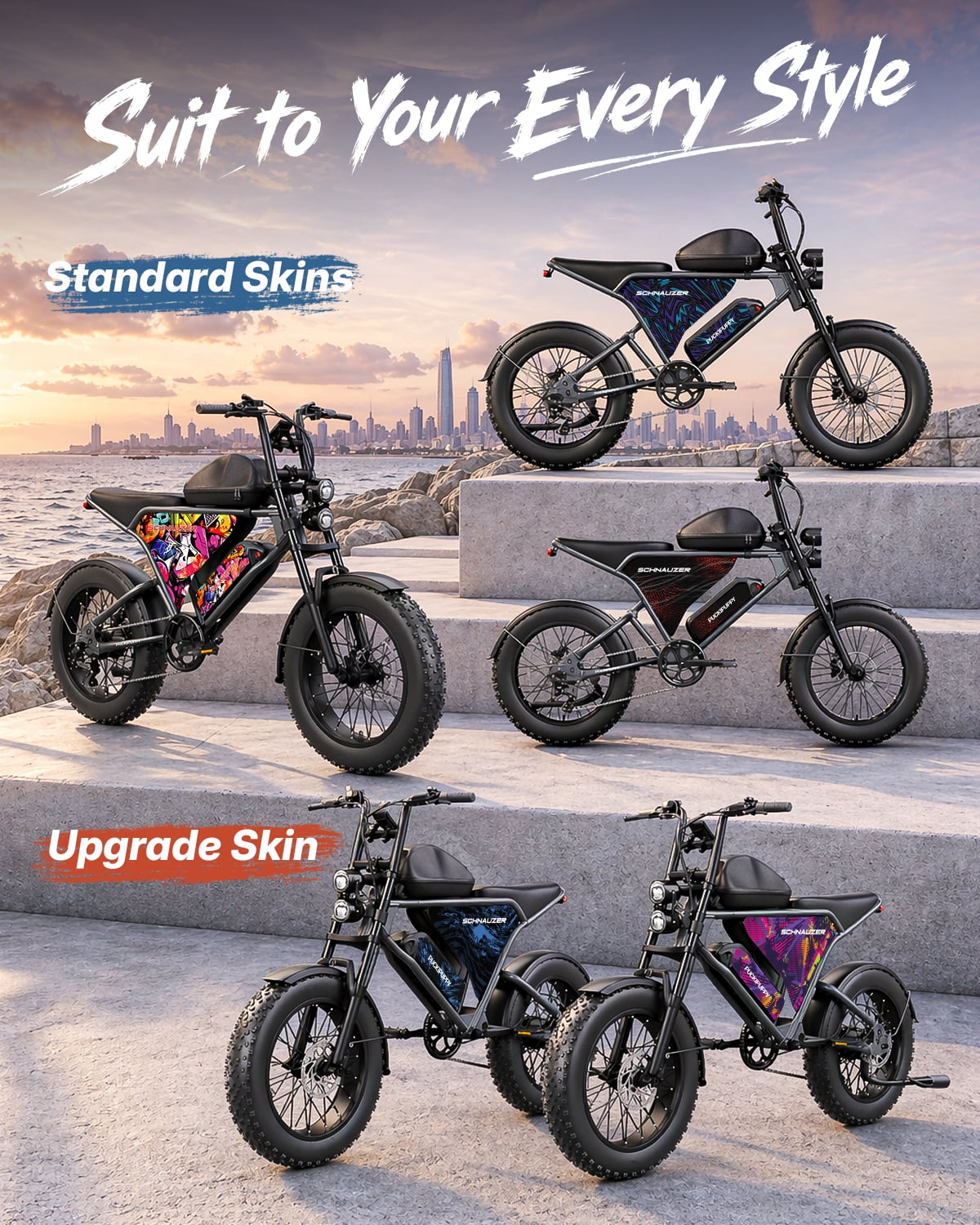 PUCKIPUPPY Electric Bikes for Adults 28mph Max Speed 960W Peak 60Miles Range Moped Style E-Bike 48V 15AH Battery 20" Fat Tire Full Suspension Ebikes 7-Speed E-Mountain Bike, Comply with UL2849 by SGS
