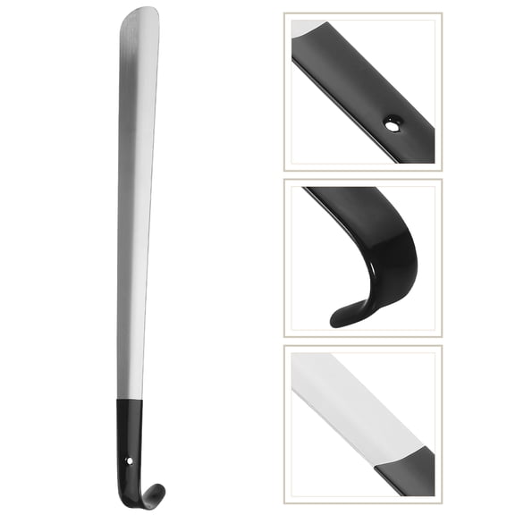 WRISTBIQUE Stainless Steel Handled Shoehorn Ergonomic Metal Shoe Helper Portable Simple Design 1Pack