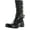 Black, variant on Lucky Top Rainy-30K Children Girl's Double Buckle Two Tone Knee High Rain Boots