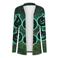 thumbnail image 3 of Lutiedan Halloween Cardigan for Women Pumpkin Cat Scary Graphic Cardigan Long Sleeve Open Front Knitted Sweater Coat,Green, 3 of 7