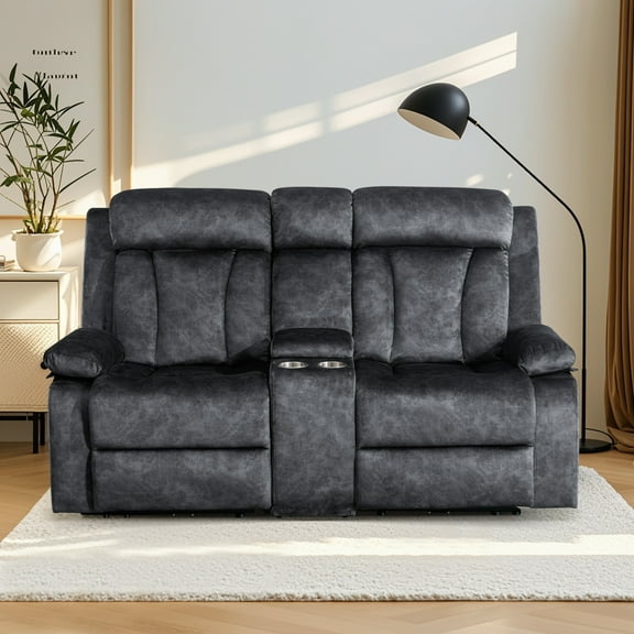 Reclining Loveseat-Power Reclining Loveseat with Console,Double Recliner Loveseat with Heat and Massage,Electric Loveseat Recliner with Cup Holders,USB & Type-C Charge Ports for Living Room,RV