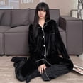 thumbnail image 1 of Pijamas de pareja de manga larga de otoño e invierno, pijamas de mujer de color sólido de terciopelo dorado de talla grande, conjunto de ropa sencilla para el hogar, 1 of 1