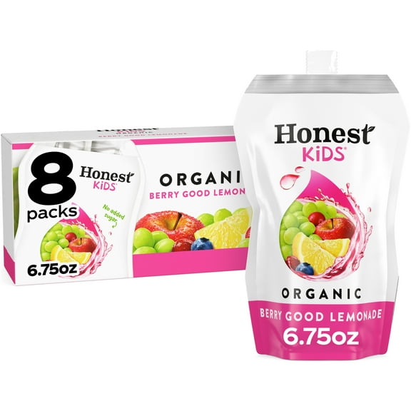Honest Kids Organic Berry Good Lemonade Fruit Juice, 6.75 fl oz, 8 Pouches