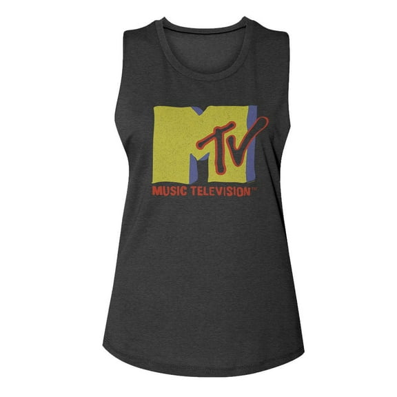 MTV Muted Tones Charcoal Women's NA Muscle Tank Top T-Shirt S