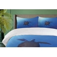 thumbnail image 4 of Ambesonne Ocean Duvet Cover Set, Sea Turtle in Deep Sea, Queen, Aqua Navy Brown, 4 of 6