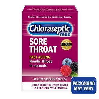 Chloraseptic Max Sore Throat Lozenges, Wild Berries, 15 ct