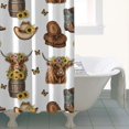 thumbnail image 4 of White Highland Cow Flower Barrel Pattern Shower Curtain 36"x72" ,Bathroom Decorative Shower Curtains Set with 12 Hooks,Modern Waterproof Washable Shower Curtain, 4 of 6