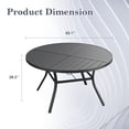 thumbnail image 4 of VOXBIN Round Patio Table with Adjustable Umbrella Hole, All Weather Metal 53.1" Outdoor Table, Black, 4 of 7