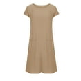 thumbnail image 3 of fatyb Womens Casual Dresses Summer Short Sleeve Pocket Dresses for Women Lightweight Plain Midi Dresses, 3 of 7