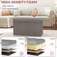 thumbnail image 4 of Skandiquip 30" Large Storage Ottoman with French Linen Lid and Sides, Comfy Footstool for Living Room, Bedroom, No Assembly, 660 Lb Capacity, Light Grey, 4 of 7