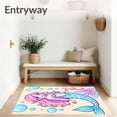 thumbnail image 3 of ODIKA 8'x10' Machine Washable Non-Slip Area Rug, Playful Cartoon Mermaid Design with Bubble Accents and Whimsical Details High Traffic Rug, Pink, 655707, 3 of 5