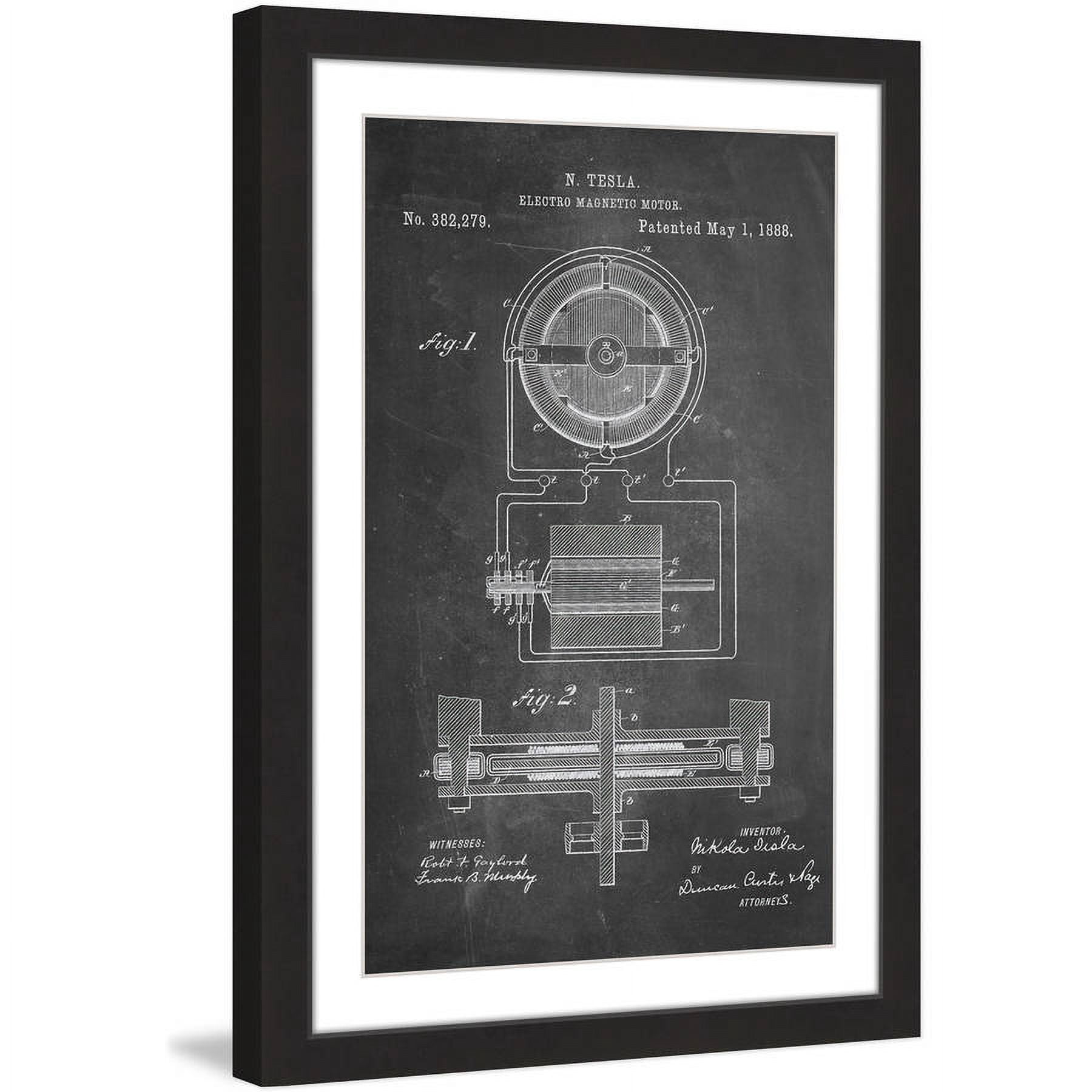 "Tesla Motor 1888 Chalk" Framed Painting Print