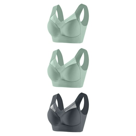 Bigersell Bras for Older Women On Sale Women s Underwire Underwear Thin Lace Solid Color Push-Up Adjustment Bra Balconette Bra Style F-606 Gray L
