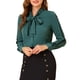 thumbnail image 1 of INSPIRAR CHIC Blusa de Oficina de Manga Larga con Lazo en el Cuello y Contraste en Verde Oscuro Talla S, 1 of 6