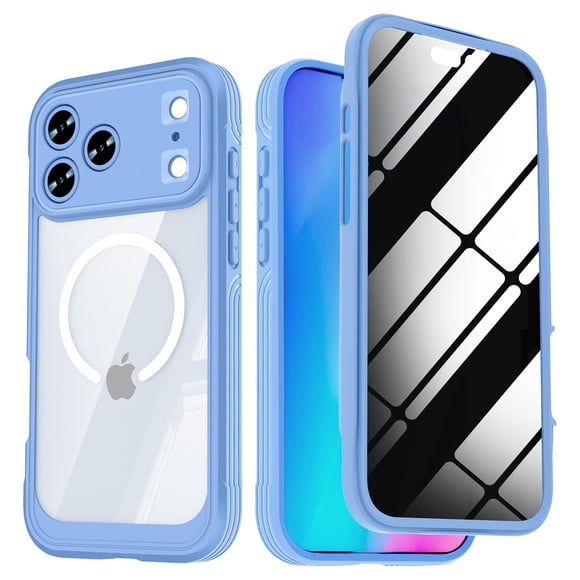 Funda KEKBOXQ para iPhone 17 Pro Max con Protector de Privacidad Magnético Azul