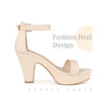 thumbnail image 4 of BLISSFUL STEP Platform Chunky Heel Sandals for Women Beige 7.5, 4 of 7