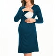 thumbnail image 4 of Beaisland Women's Maternity Nursing Dress Long Sleeve Midi Dress For Breastfeeding with Pockets, 4 of 6