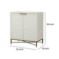 thumbnail image 4 of Honeycomb Design 2 Door Bar Cabinet with Metal Legs, White- Saltoro Sherpi, 4 of 5
