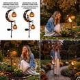 thumbnail image 3 of 39'' Halloween Solar Skeleton‌ Pumpkin Garden Stake Light, Waterproof Metal LED Crescent Moon  Pathway Light with Hanging Pumpkin, Outdoor Decor for Yard Patio Lawn Garden, 3 of 5