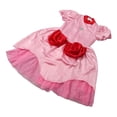 thumbnail image 4 of Vestido de princesa para niños, elegante vestido de fiesta de cosplay con mangas cortas abullonadas y corona rosa 150, 4 of 15
