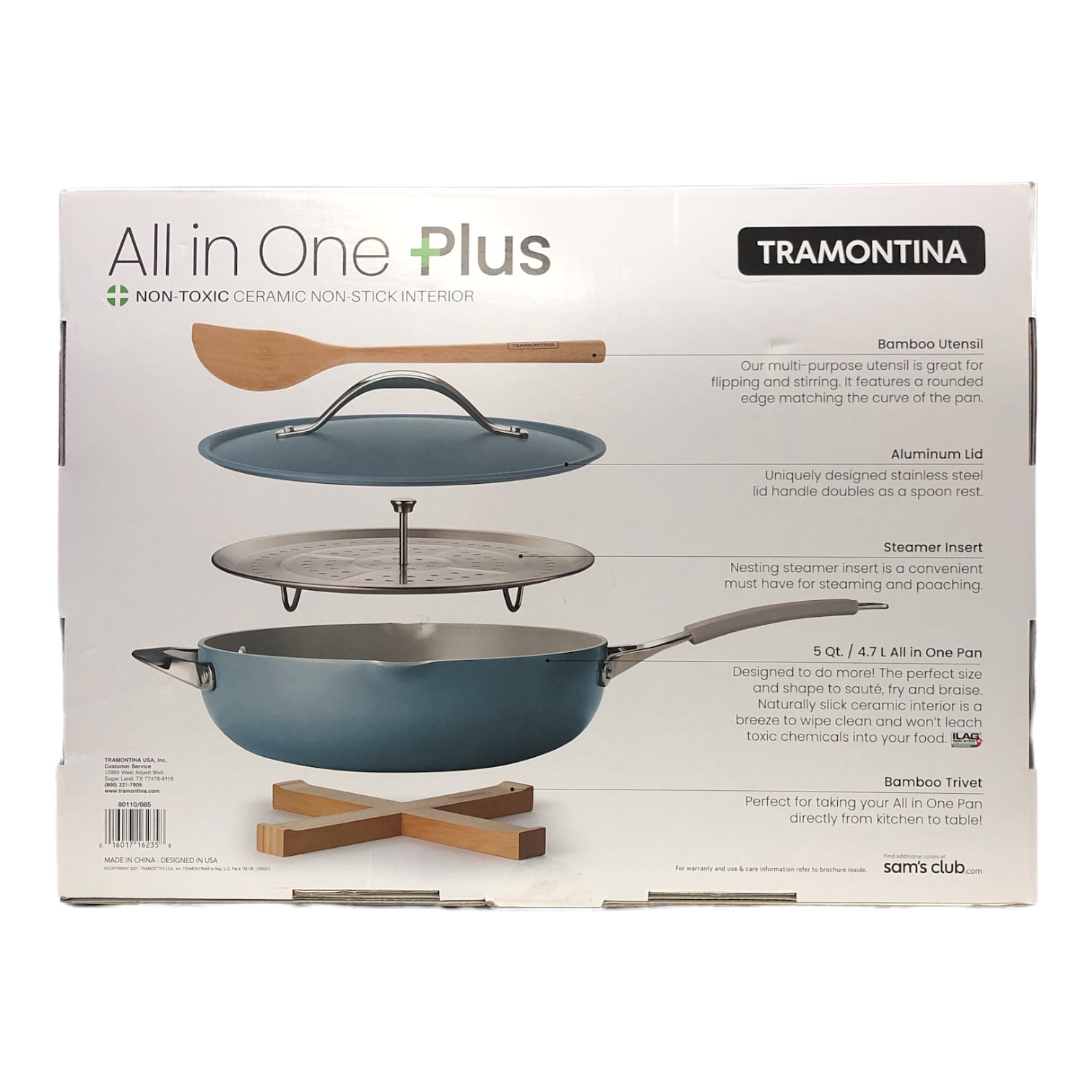 All in One Plus Pan, 5 Qt Ceramic Non Stick - Sea Salt Green - Tramontina US
