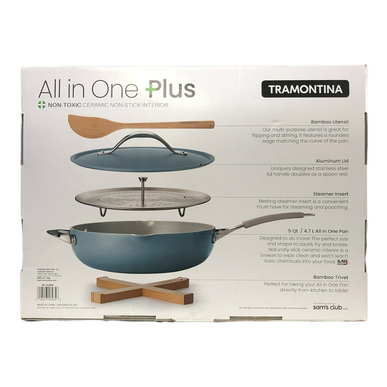 Tramontina 5 qt Ceramic Non Stick All in One Plus Pan 5 PC Set Color: Pink 80110/086DS