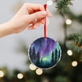 thumbnail image 6 of Glass Ornament Northern Lights Aurora Borealis Winter Forest Holiday Ornaments Colorful Beautiful Unique Home Decor, 6 of 8