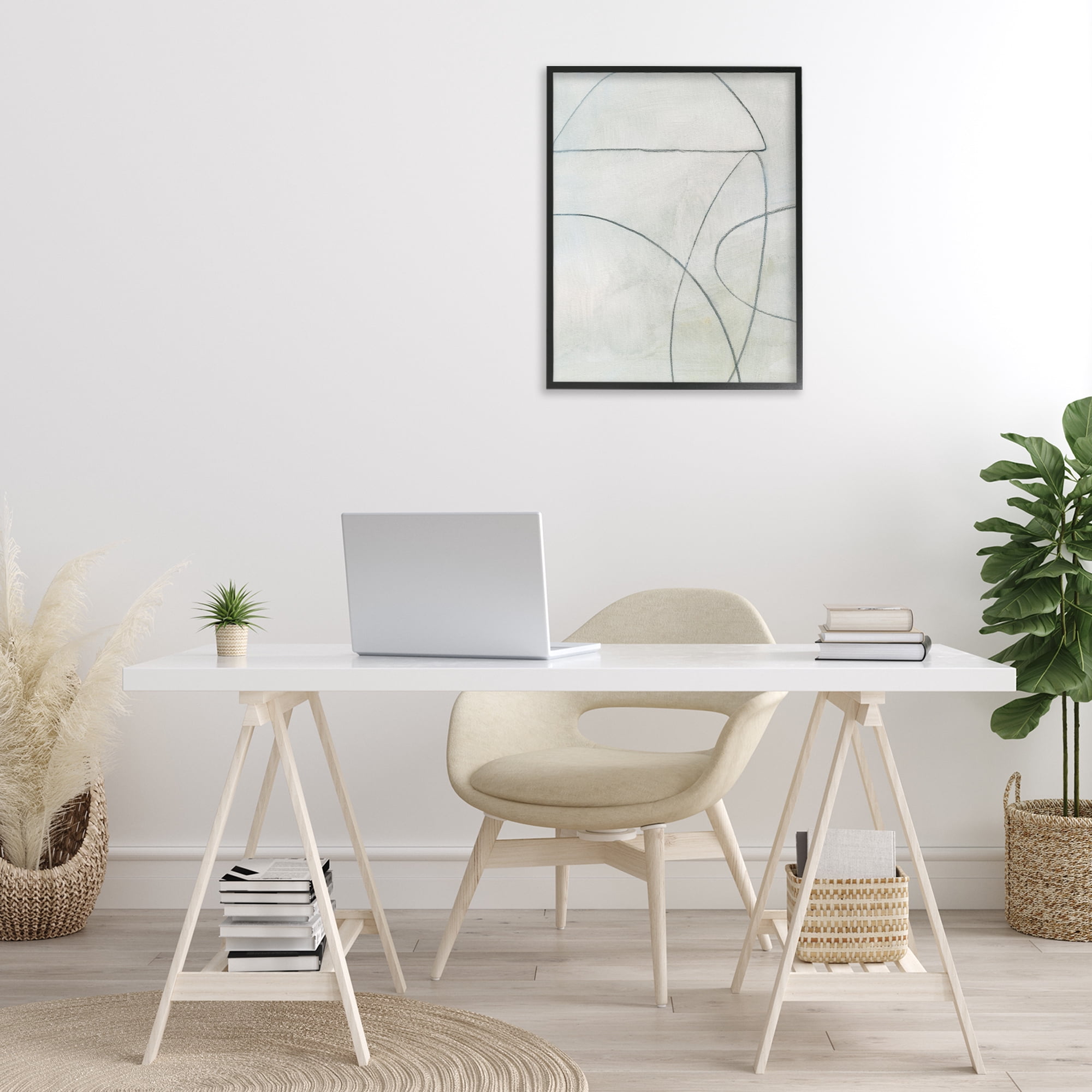 Stupell Industries Shapes Sketch on Grey Abstract Drawing Black Framed Art Print Wall Art, 24 x 30