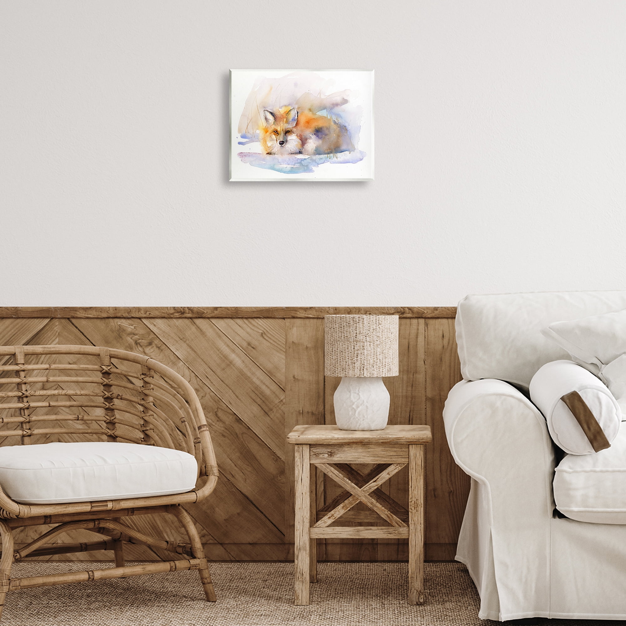Stupell Industries Fox Sleeping in Snow Animals & Insects Painting Unframed Art Print Wall Art, 14 x 11