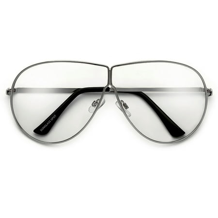 Oversize 70mm Thin Metal Wire Frame Ultra Chic Clear Aviator