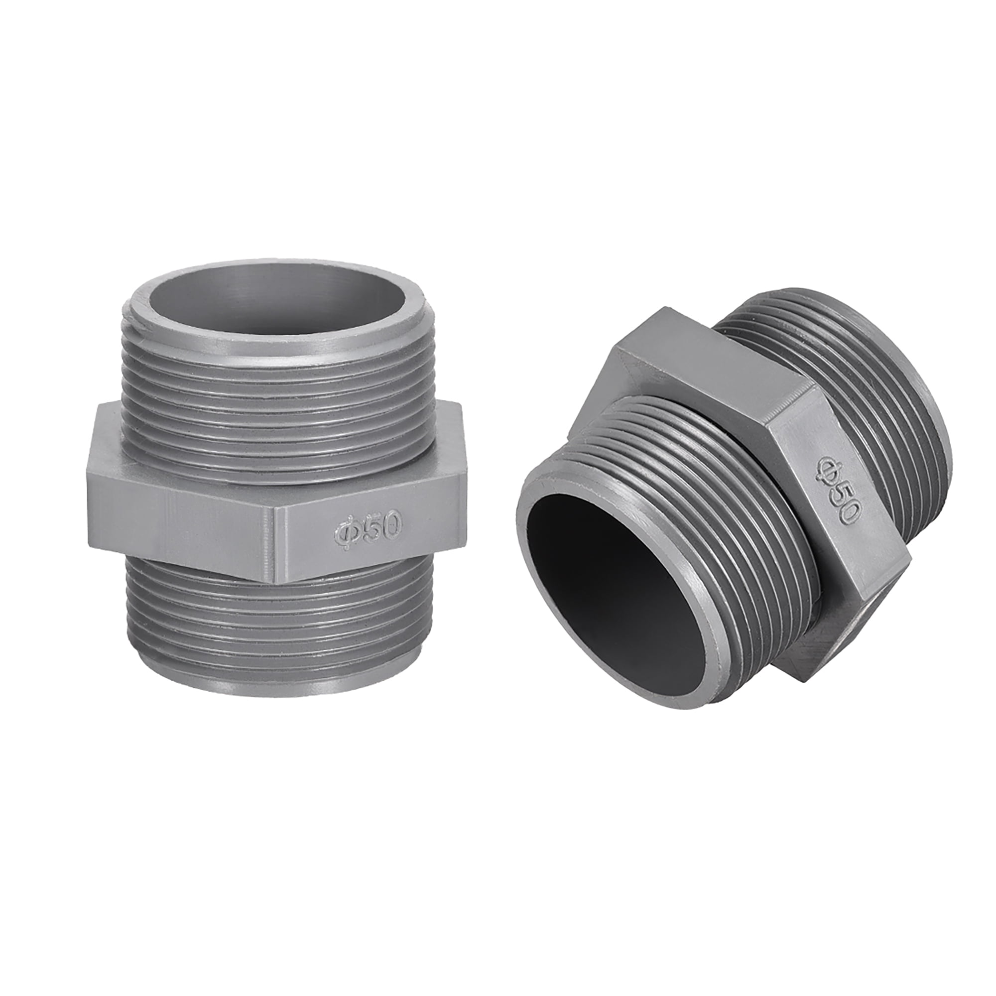 Uxcell G1-1/2 Male Thread Plastic Hex Pipe Fitting Connector Gray 6 ...