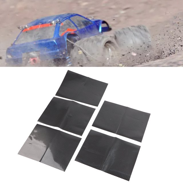 RC Wrap Decal, 5PCS Bubble Free Carbon Fiber Style Easy Remove RC Wrap Stickers Air Release UV Resistant for Body Shell Engine Hood