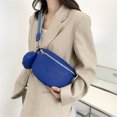 thumbnail image 4 of 1 Chest 2 in Bolsos bandolera de cintura de cuero Paquete de diseñador de correa ancha para mujer Azul, 4 of 9