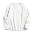 thumbnail image 4 of Girls Boys Sweater Long Sleeve Crew Neck Pullover Sweater Knit Pullover Sweatshirt Kids Long Sleeve Crew Neck Solid Casual Tops Fall Outfits(White,9-10 Years), 4 of 6
