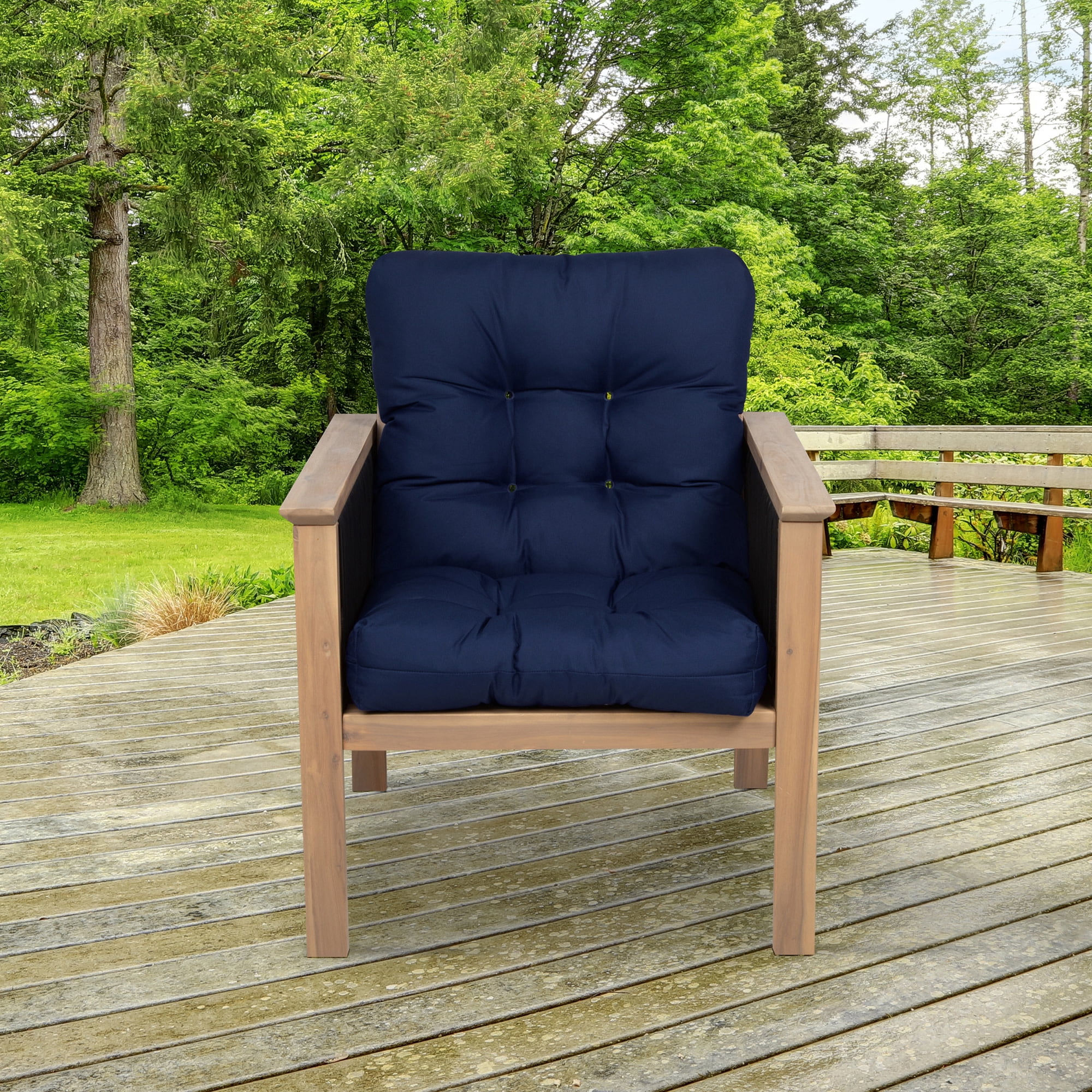 Patio Chair Cushion, Classic Navy, 21”W x 19”D (seat) x 22.5”H (back)