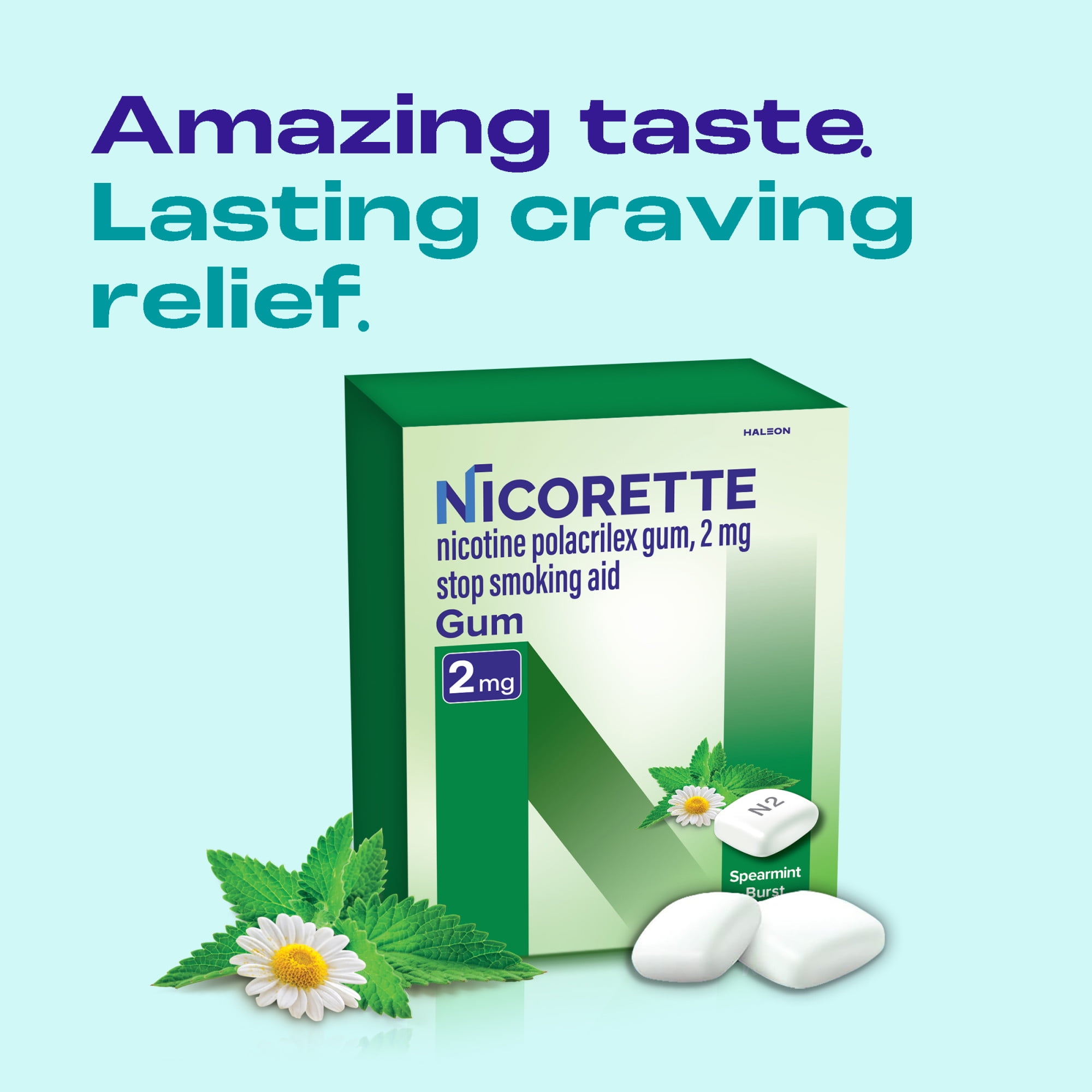 (2 pack) Nicorette Nicotine Gum, Stop Smoking Aids, 2 Mg, Spearmint Burst, 100 Count