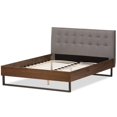 thumbnail image 4 of Baxton Studio Mitchell Tufted King Platform Bed in Gray and Brown, 4 of 7