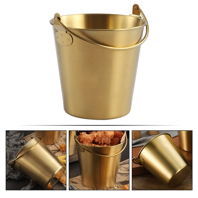 OUNONA Bucket Multifuncional Dorado Para Almacenar Papas Fritas, Frito Y Hielo Con Liso